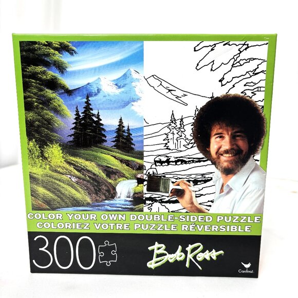 Bob Ross Puzzle 300 Piece Double Sided Color Your Own Mountain Hide Away NWT - Picture 1 of 10